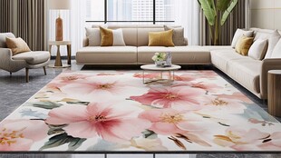 手绘桃花花地毯