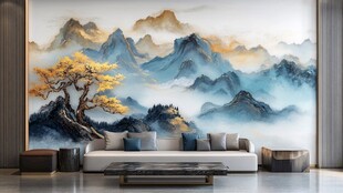 金线山脉客厅背景