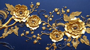 3d浮雕金属牡丹花