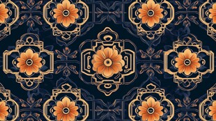 蓝色印花古典图案