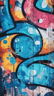 复古风炫彩涂鸦背景墙