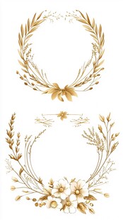 香槟色花艺手绘