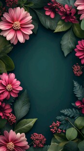 鲜花绿叶背景图