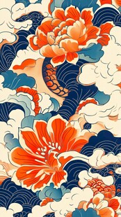 古风海浪包装插画