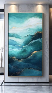 客厅挂画蓝色渐变