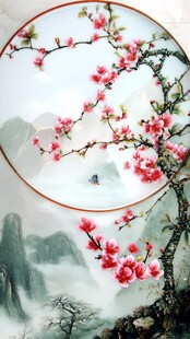 桃花图瓷盘