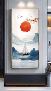 红日出东方意境中式画