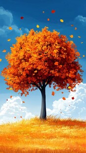 秋韵秋天彩叶大树