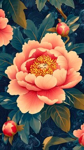 牡丹插画底纹