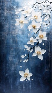 蓝色唯美小花装饰画