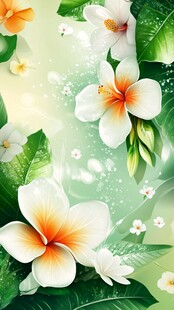 田园风热带树叶花朵