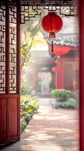 古典园林红灯笼