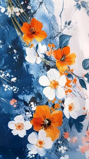 古风油画质感花卉