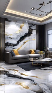 大理石纹路客厅流体画