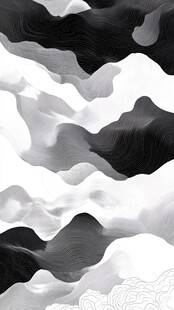 高端山水线包装插画