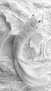 3d浮雕金鱼鲤鱼