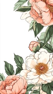 手绘质感牡丹花