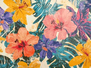 杨桃印花热带花卉