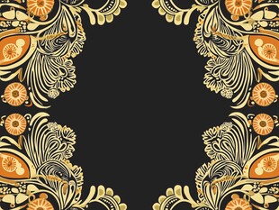 复古风黑底大花朵图案