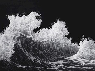 工笔手绘海浪
