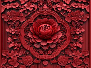 牡丹浮雕设计