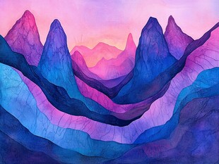 色彩创意山水画