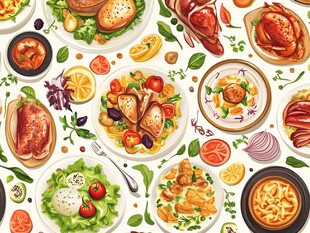 西餐美食插画