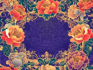 中式牡丹花花纹