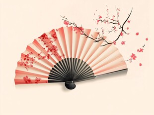 折扇水蜜桃插画