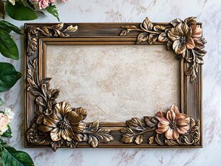 暖色鲜花木板木托盘