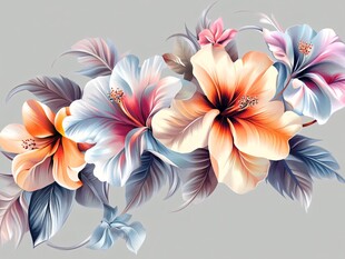 3d浮雕缤纷花卉