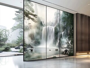 巨幅意境山水玻璃屏风