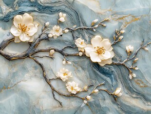 大理石春天花鸟壁纸