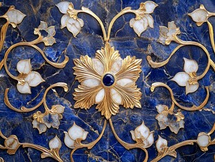 欧式奢华宝蓝撞金