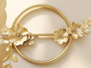 高精手绘黄金拉丝花卉