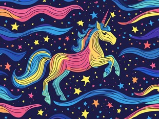 梦幻独角兽印花图案