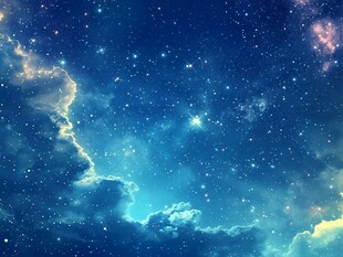 夜晚云彩星星