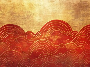 复古云雾红日背景