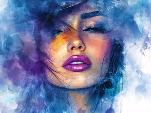 唯美抽象画水彩画女人