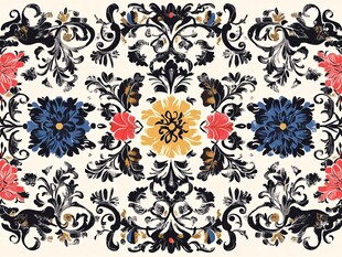 色块花古典图案组合