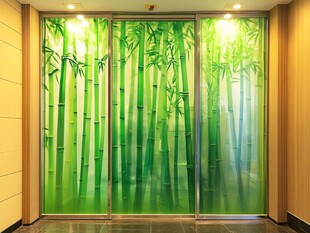 窗外竹景茂密竹林