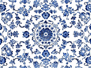 青花瓷花卉家纺花纹