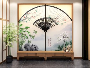 客厅迎客松背景墙