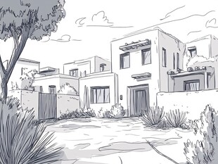 别墅线描