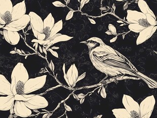 欧美风格鸟花卉