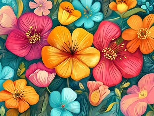 色彩缤纷花朵背景