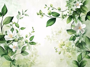 绿叶鲜花背景图