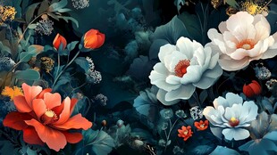 3d浮雕缤纷花卉