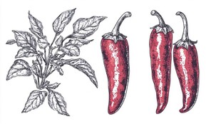 辣椒线稿插画