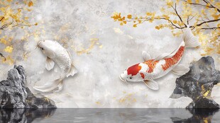 现代鲤鱼壁画